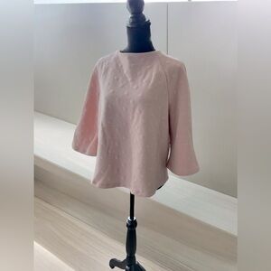Soft pink Large 3/4 sleeves zipper on back top